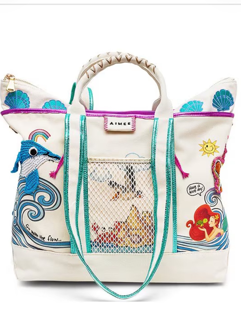 Aimee Wonder Embroidered Convertible XL Canvas Tote Bag